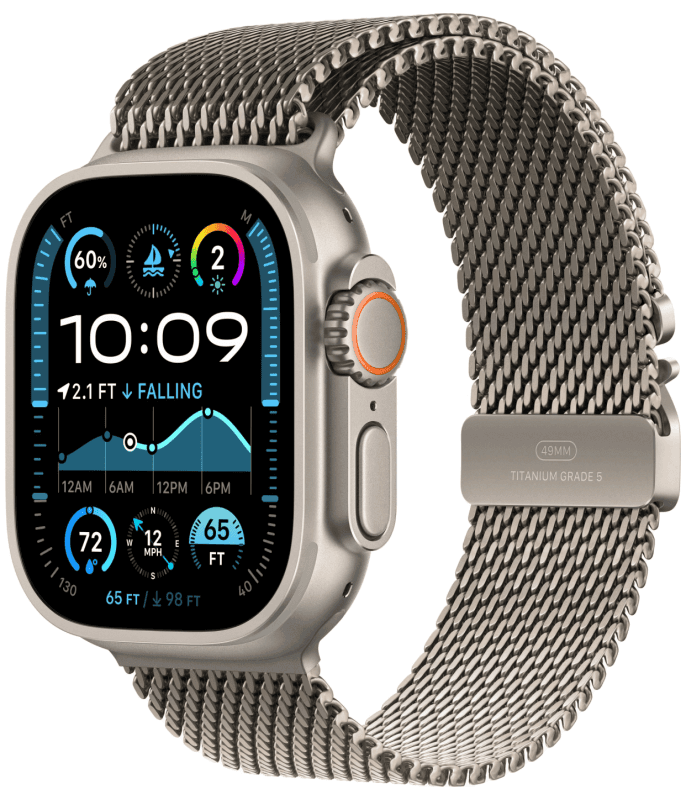 Apple Watch Ultra 2 49mm Black Ti Black Milanese Loop Small